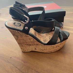 G by Guess black wedge.